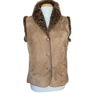 Andrea Faye Penny Lane Faux Fur Suede Vest Sherpa Chalet Western Cowgirl Y2K-M
